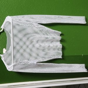 Rhinestone Long Sleeve Mesh Top Medium